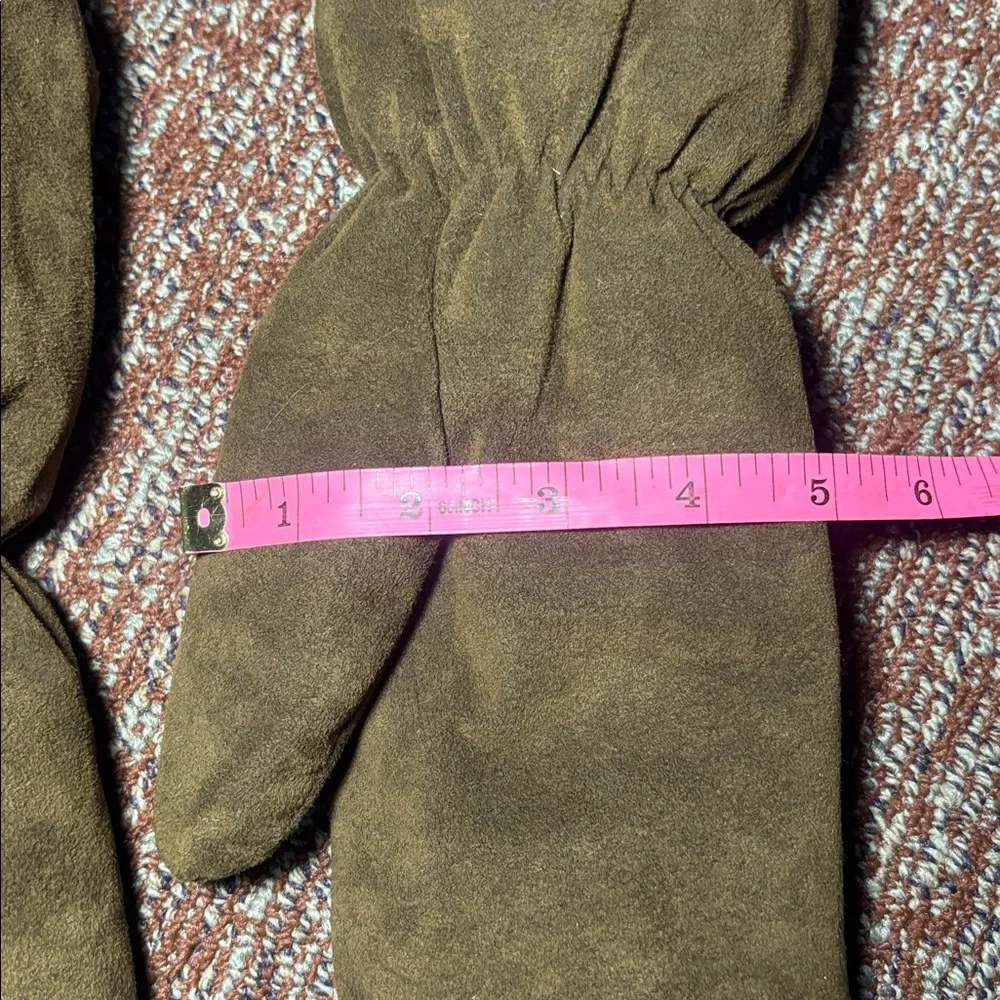 Vintage Halston ultra suede mittens chocolate brown warm winter gear statement